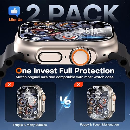 Miniatura 4 de TAURI Paquete de 2 protectores de pantalla para Apple Watch Ultra 3, Ultra 2, Ultra 1.929 in, (instalación automática en 2 pasos) Bordes