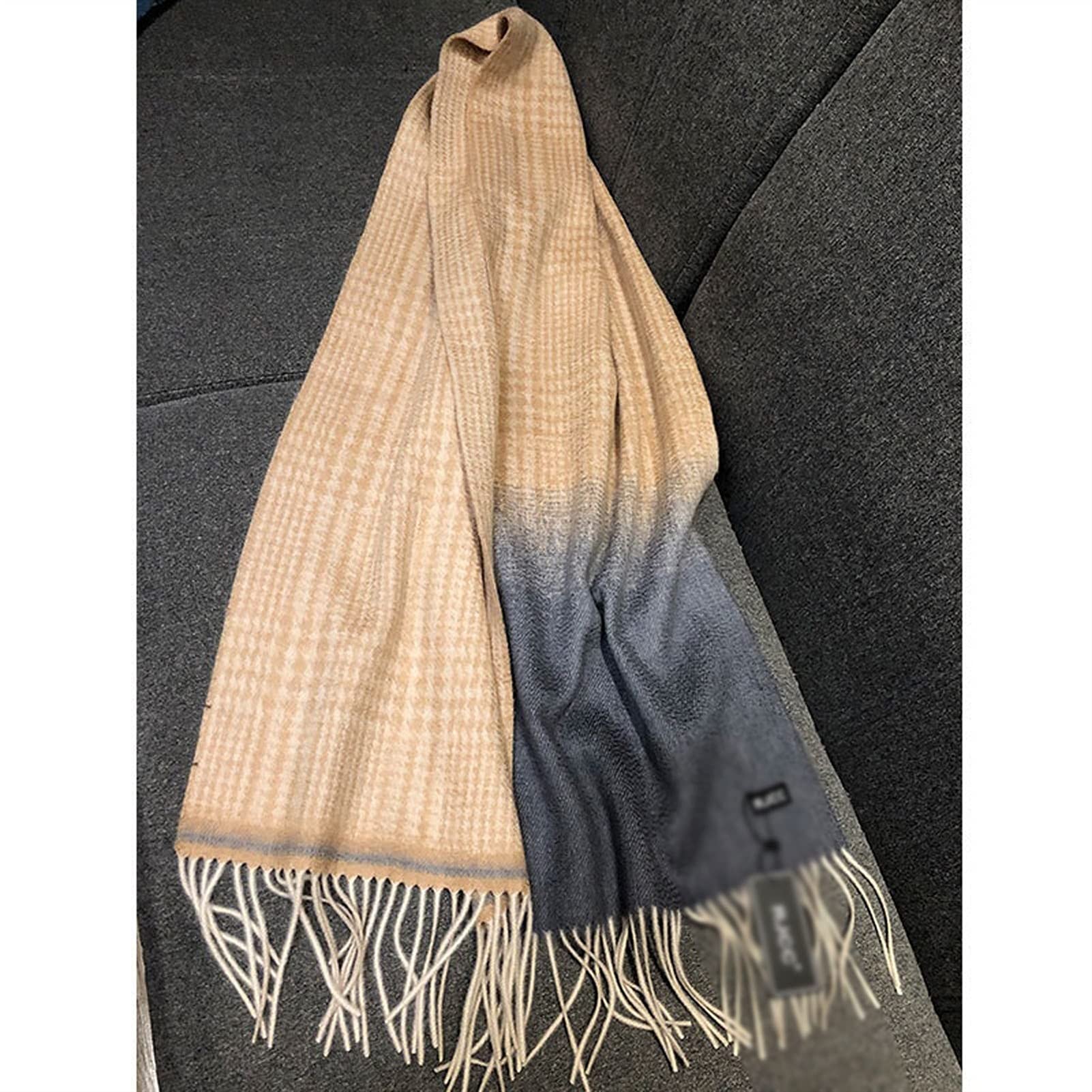 Scialle Stola Sciarpa Neutra Sfumata in Cashmere Spesso Uomo Donna Sciarpa Calda in Stile Nappa con Scialle in Cashmere Moda Autunno Inverno Caldo (Color : Beige, Size : 200-32CM)