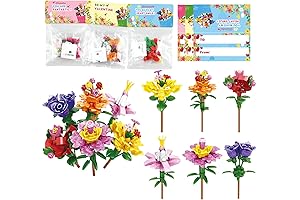 24 Packs Valentines Cards for Kids Classroom with Flowers Building Blocks Toys