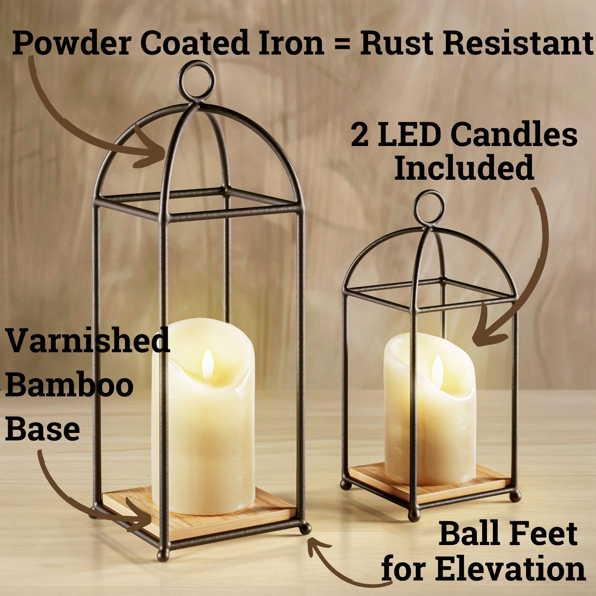 Amazon.com: Candle Lanterns Decorative Indoor Set of 2 with 2 LED