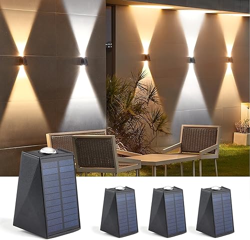 Miniatura 8 de LUHLEE Luces solares de pared para exteriores, impermeables, IP65, aplique de pared arriba y abajo, luces solares cálidas de 3000 K para exteriores,