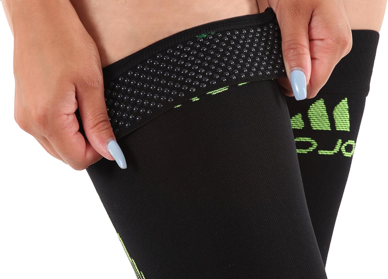 Mojo Compression Stockings Circulation 20-30mmHg- Thigh-Hi Leg Sleeve With Grip Top Firm Graduated Support Black Large A609BL3 : Health & Household