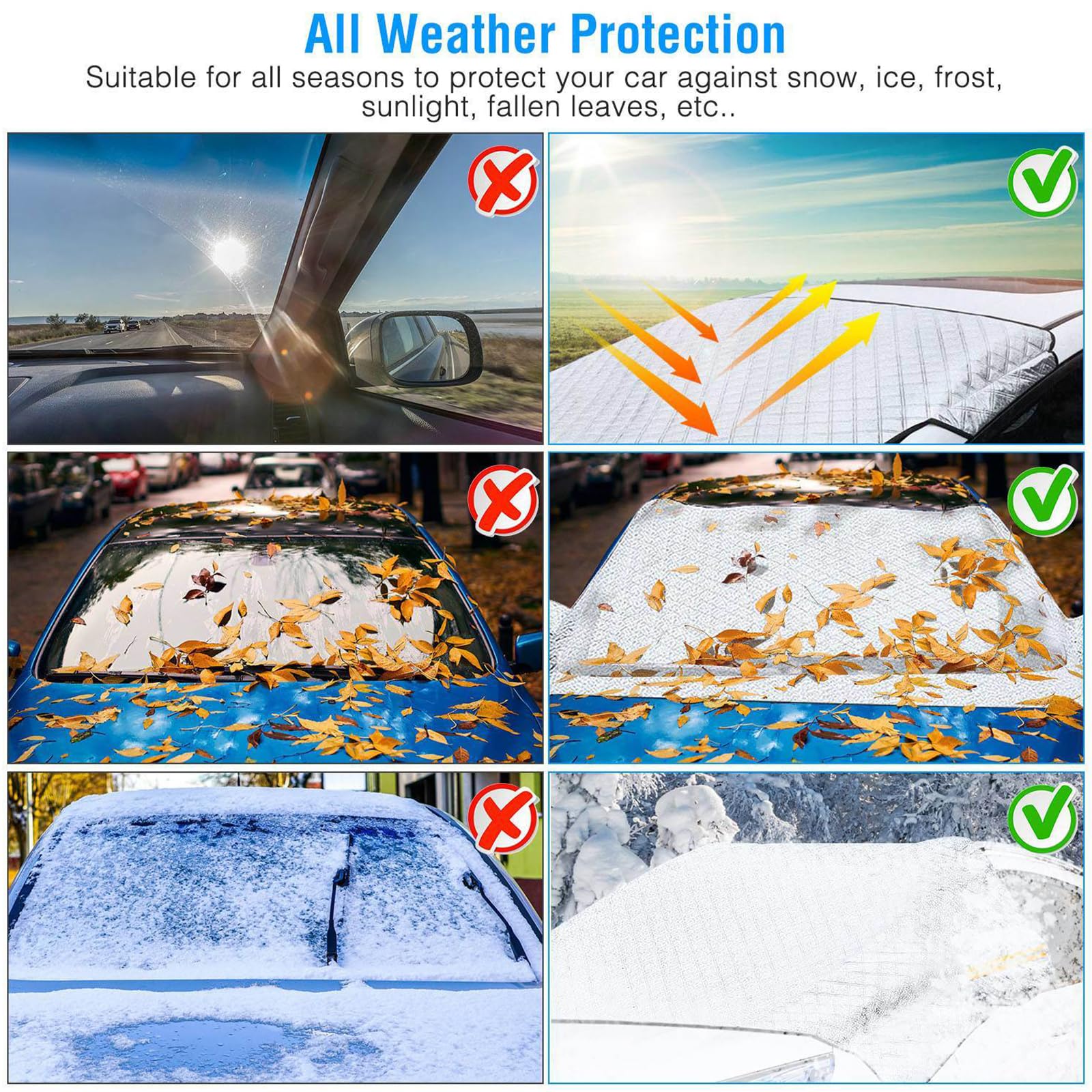CICMOD Scheibenabdeckung für T5 T6 Transporter Windschutzscheiben Abdeckung Anti Frost Ice Staub Fenster Abdeckung Sonnenschutz für V-W Wohnmobil Vans