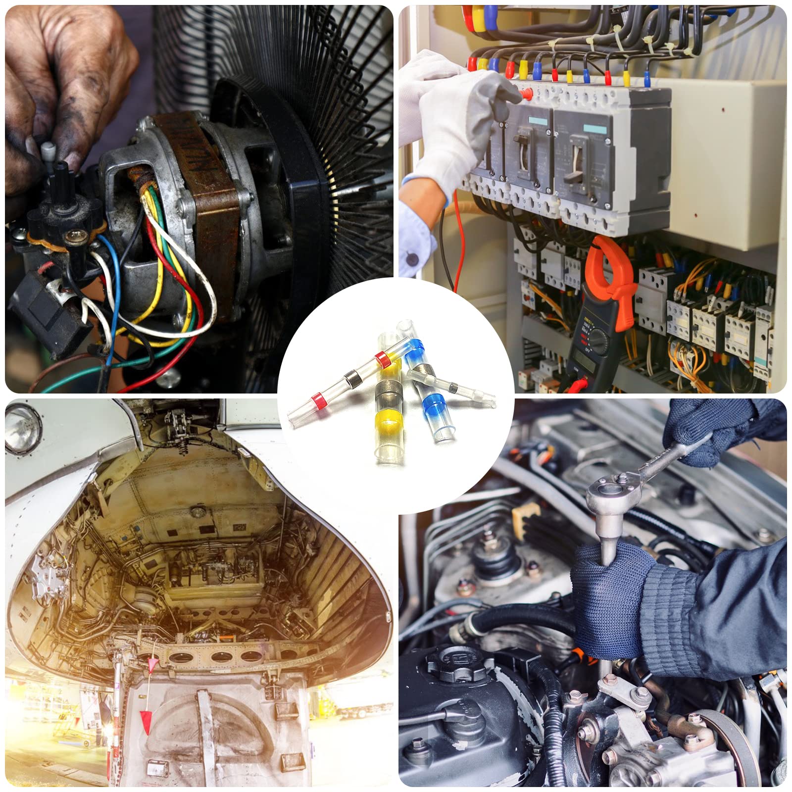 Newaner 120 sztuk łączników kablowych, wodoodporne, izolowane, 4 rozmiary, 26-10AWG, złącza lutownicze z wężem termokurczliwym, odporne na ściskanie/uderzenia i kurczliwość, do przemysłu