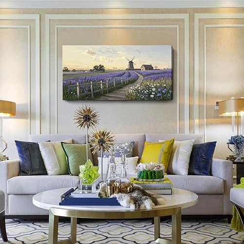 Vista 33 de Lienzo decorativo para pared, baño, estilo bohemio, costero, granja, vaca, montaña, flor, ilustración, obra de arte floral, paisaje rústico de Arte