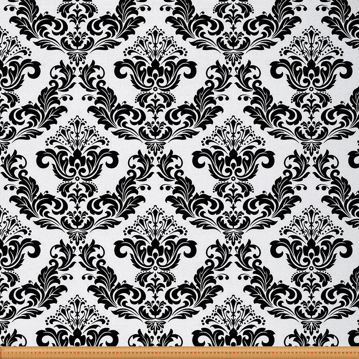 Damask Fabric by The Yard, Vintage Floral Print Upholstery Fabric for Chairs, European Boho Flower Decorative Fabric for Upholstery and Home Accents, Black and White, 10 Yards — image 1