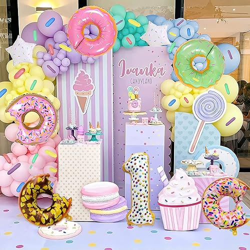 Miniatura 6 de 8 globos de dona, decoraciones de globos de cumpleaños de dona de caramelo, suministros de fiesta para niñas, niños, baby shower, tema de dona,