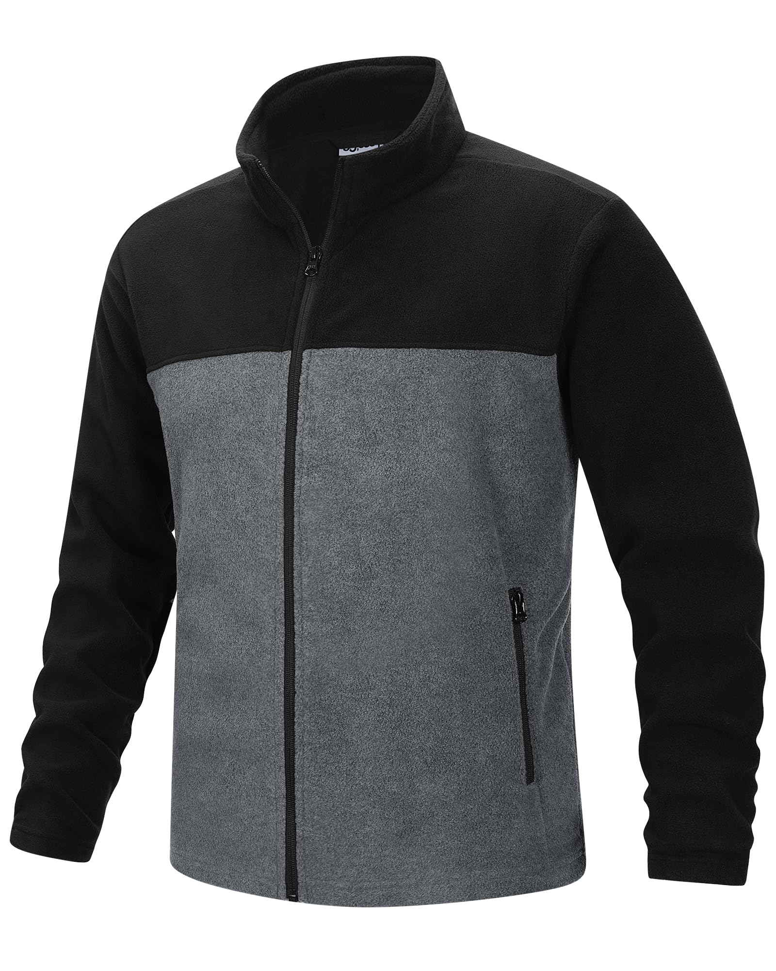 33,000ft Herren Fleecejacke leicht Strickjacke Übergangsjacke Outdoor Fleecejacken Warm Winterjacke für Wandern Freizeit Trekking Schwarz/Hanfasche XL