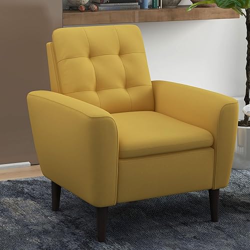 Miniatura 7 de Bonzy Home Silla decorativa moderna de mediados de siglo, silla tapizada de tela para sala de estar, sillón cómodo para sala de estar, dormitorio,