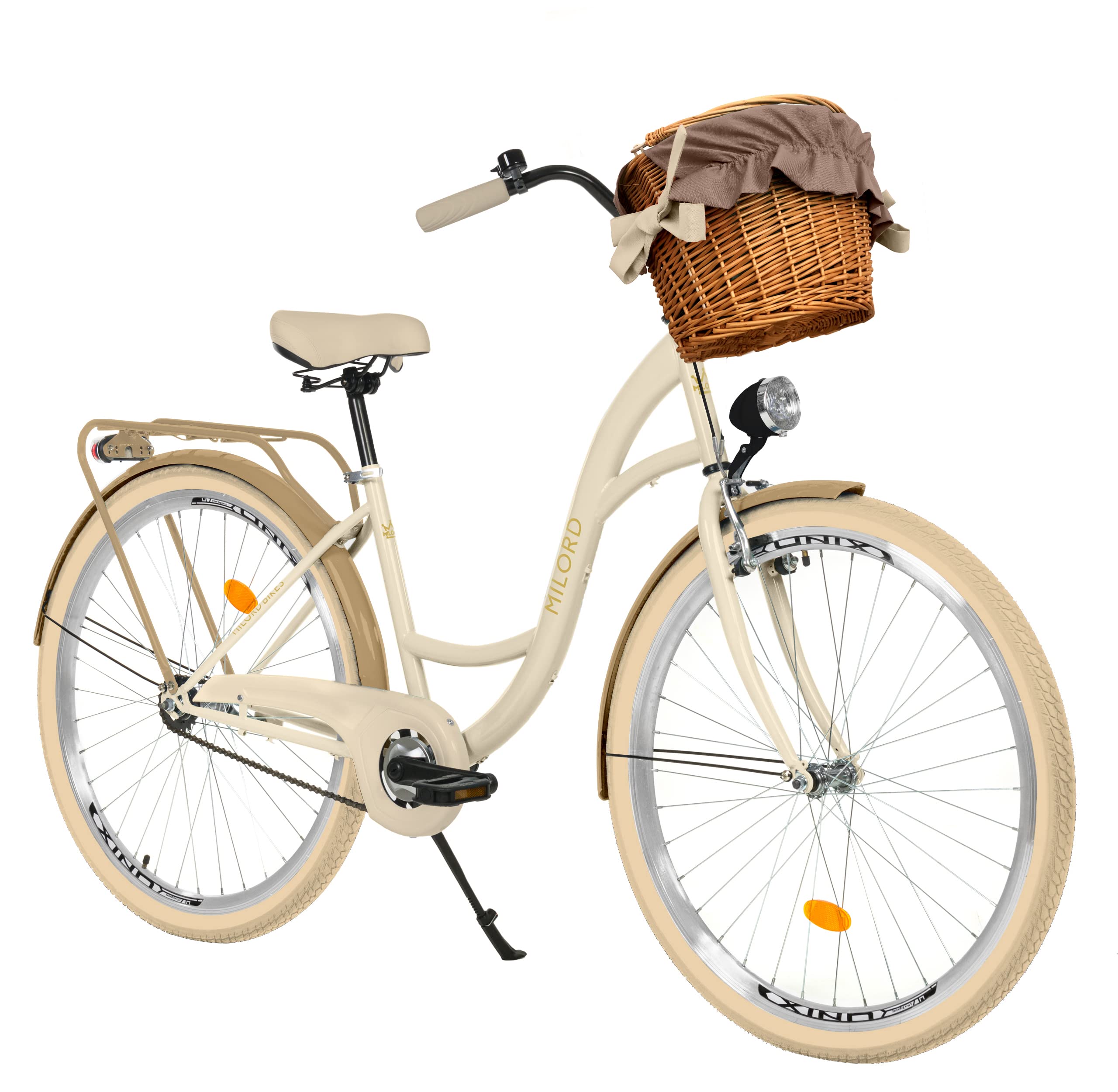MILORD Citybike Creme‑Braun 28 Zoll