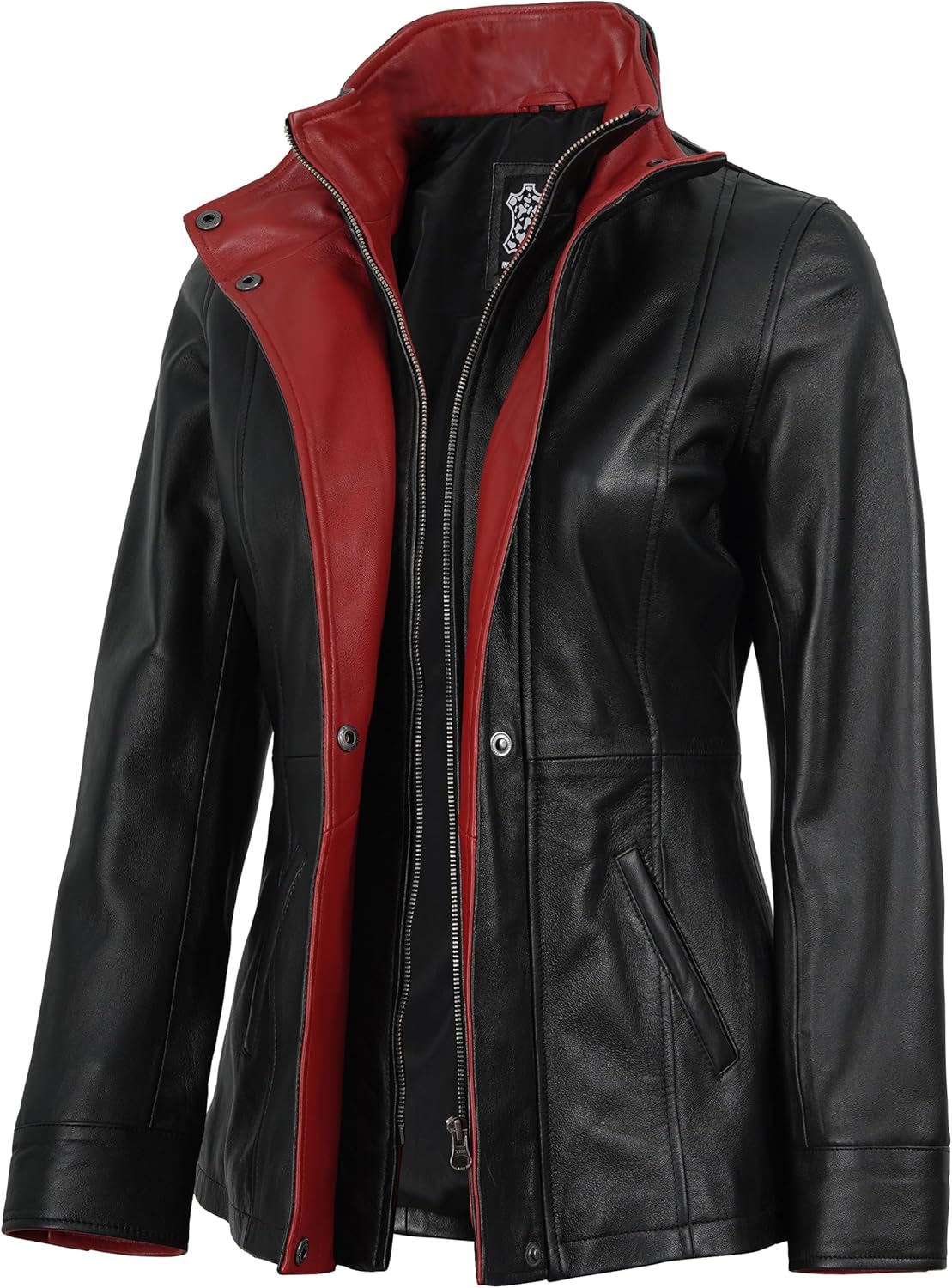 Decrum Leather Jacket Women - Real Lambskin Car Coat Style 3/4 Length Leather Coats For Women