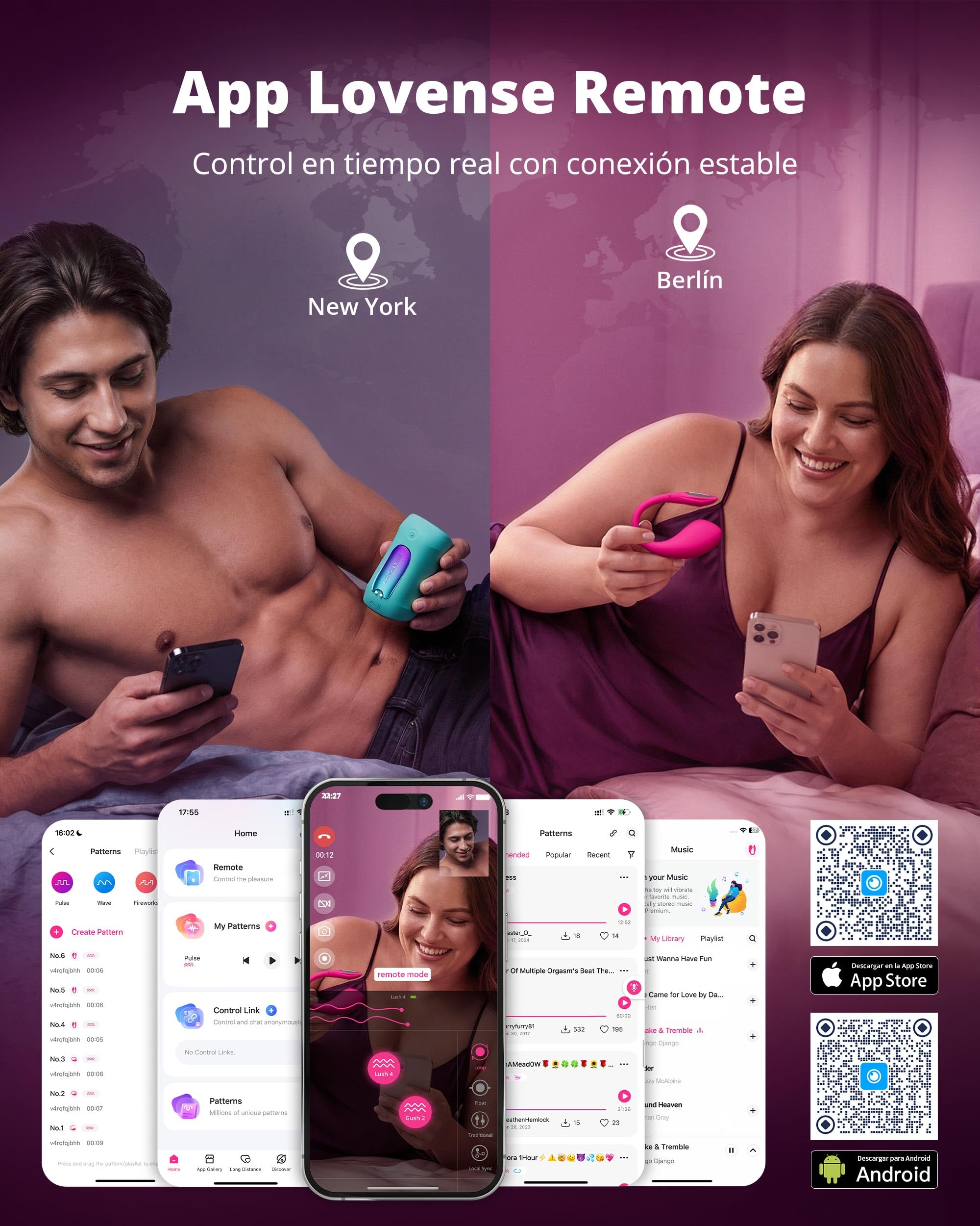 LOVENSE Lover Set Juguetes Sexuales para Parejas, Kit Vibrador App – Lush 4 Vibrador de Punto G Wearable, Gush 2 Masturbador Masculino y Accesorios, Set BDSM, Regalo para hombres, mujeres y parejas