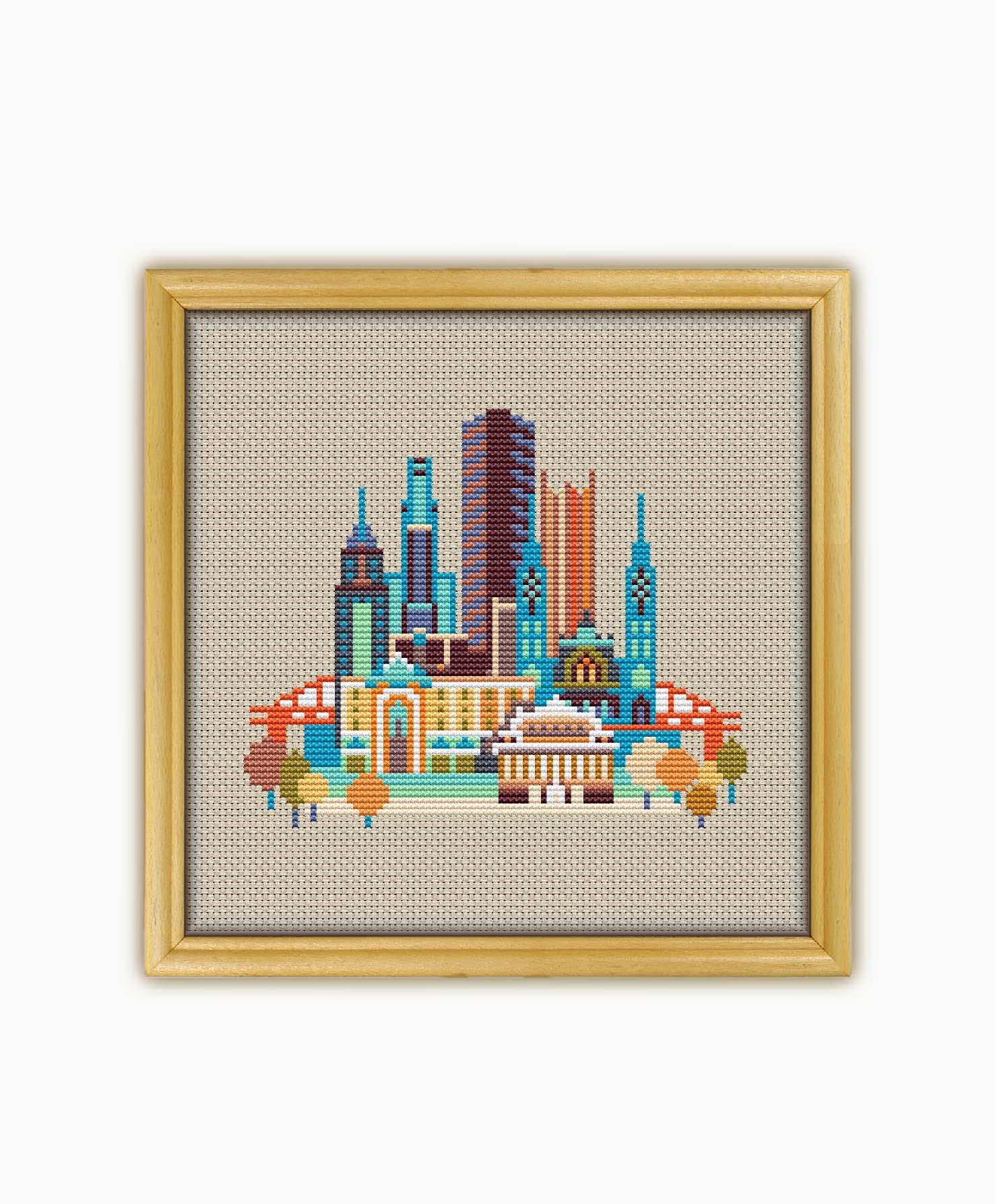 Pittsburgh USA Kreuzstich-Set Nr. 2 – Mit AIDA-Stoff, Garn, Nadeln, Muster Und Zubehör, Größe 19,1x25,7 Cm