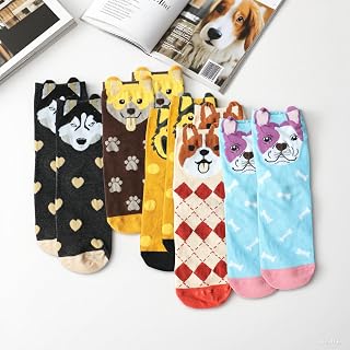 5 Pairs Socks for Women,Girl Birthday Gifts,Funny Gifts for Her, Animal Cute Socks for Women Girlfriend, Holiday Gift