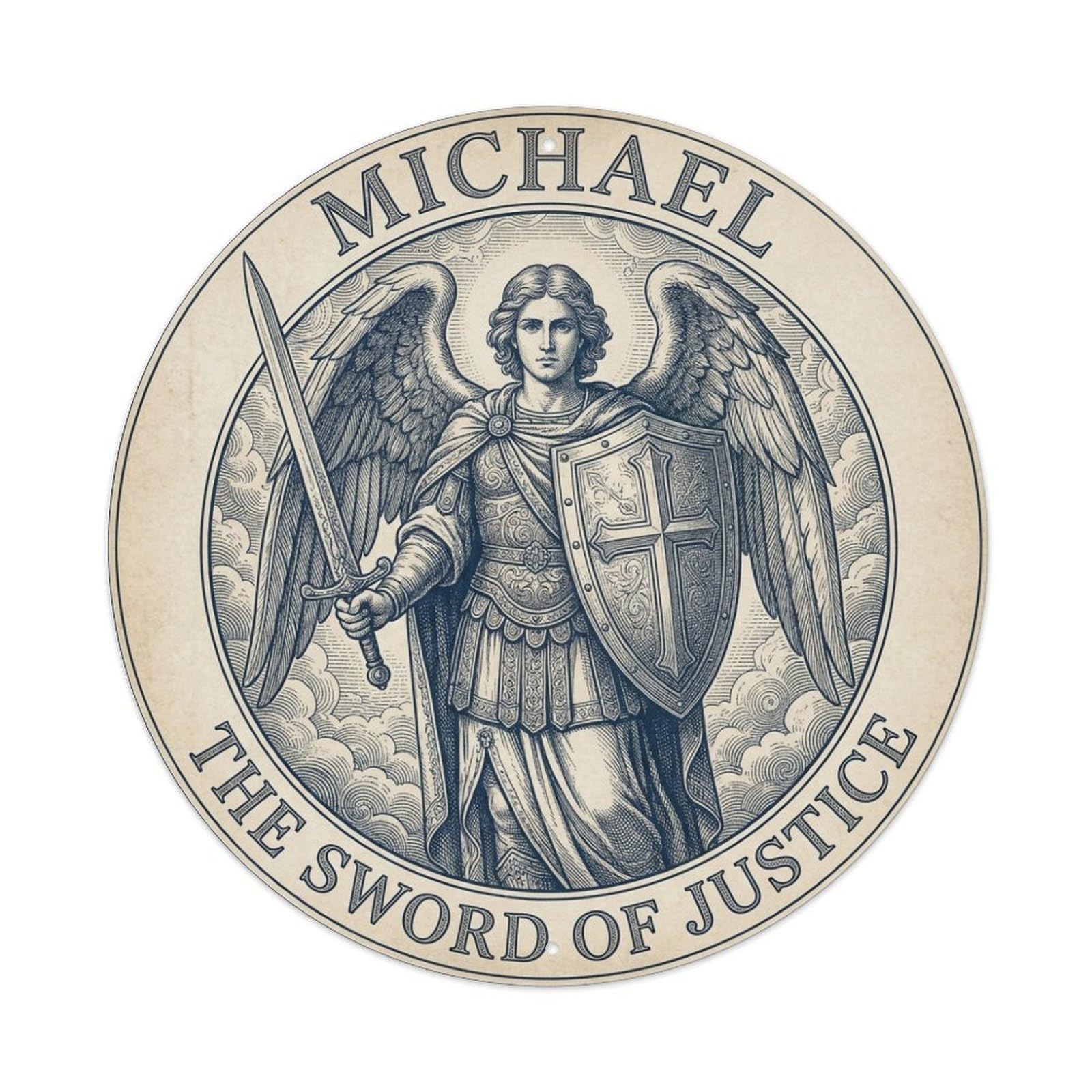 Holy Guardian The Sword of Justice St Michael Archangel Metal Tin Sign
