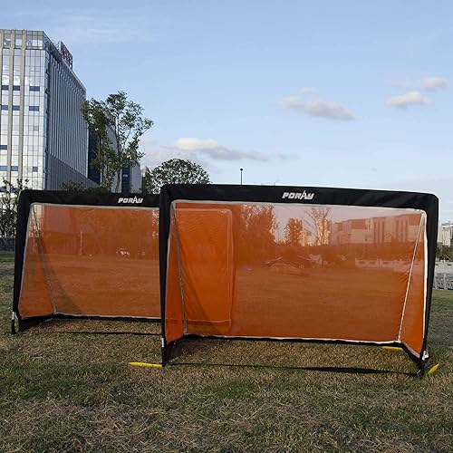 Miniatura 9 de Poray - Red de portería de fútbol portátil para niños y adultos, portería de fútbol desplegable de 4 pies y 6 pies con Oxford 210D y estacas