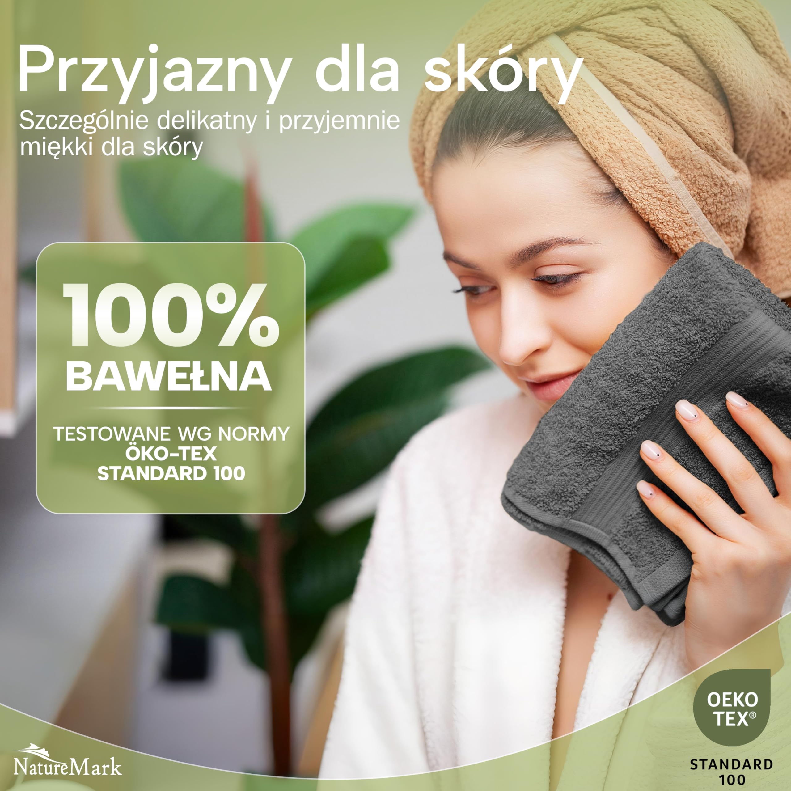 NatureMark Ręczniki gościnne – Zestaw 12 sztuk (30x50 cm), 100% bawełna, certyfikat Oeko-Tex, miękkie, chłonne i łatwe w pielęgnacji – Do łazienki, dla gości i spa – Kolor Antracyt/Szary