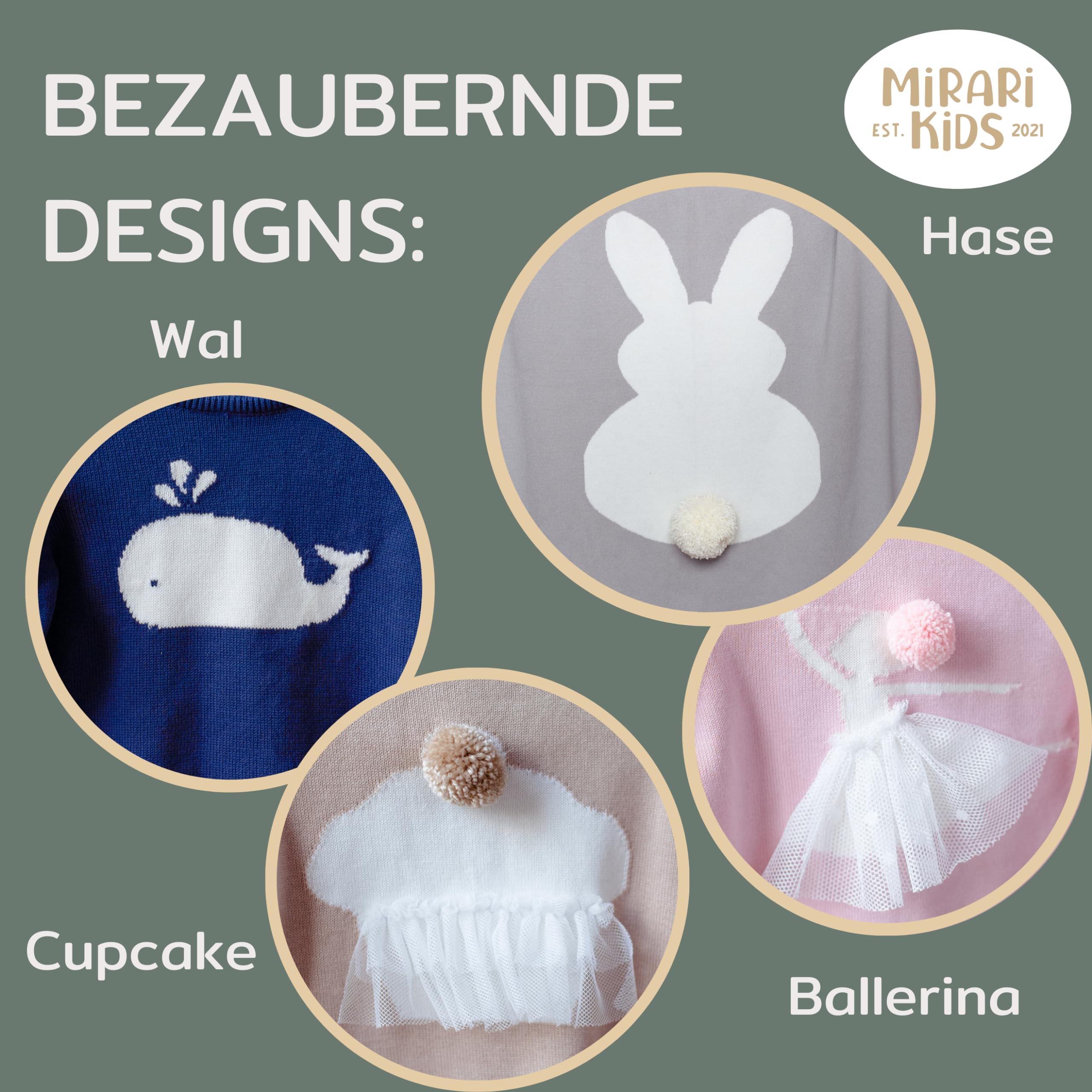 Jersey con diseño de conejo, jersey de punto, 15% lana, punto de algodón, regalo de nacimiento
