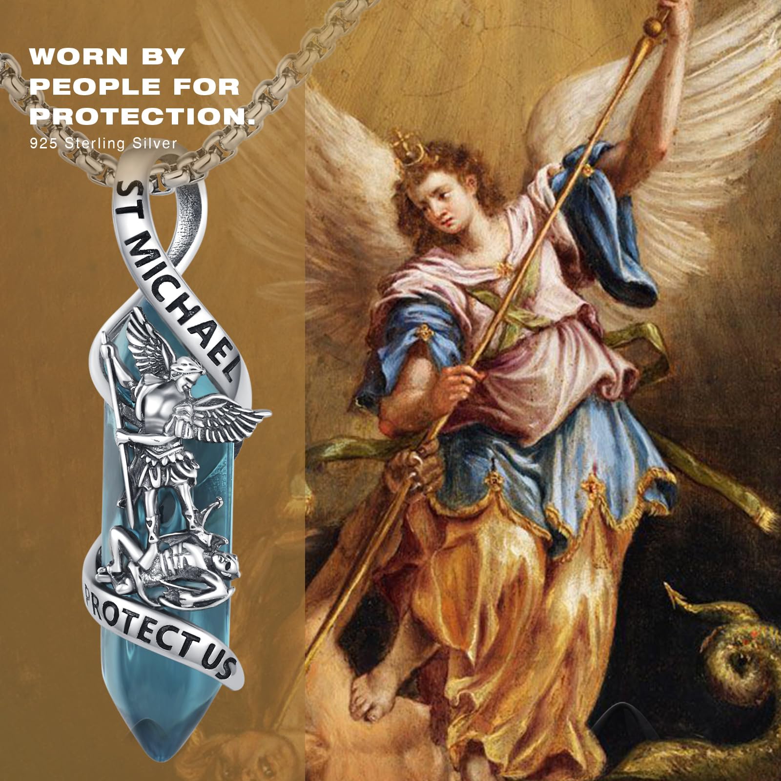Collana con ciondolo a forma di santo patrono, in argento Sterling 925, medaglietta cattolica, idea regalo per uomini e donne