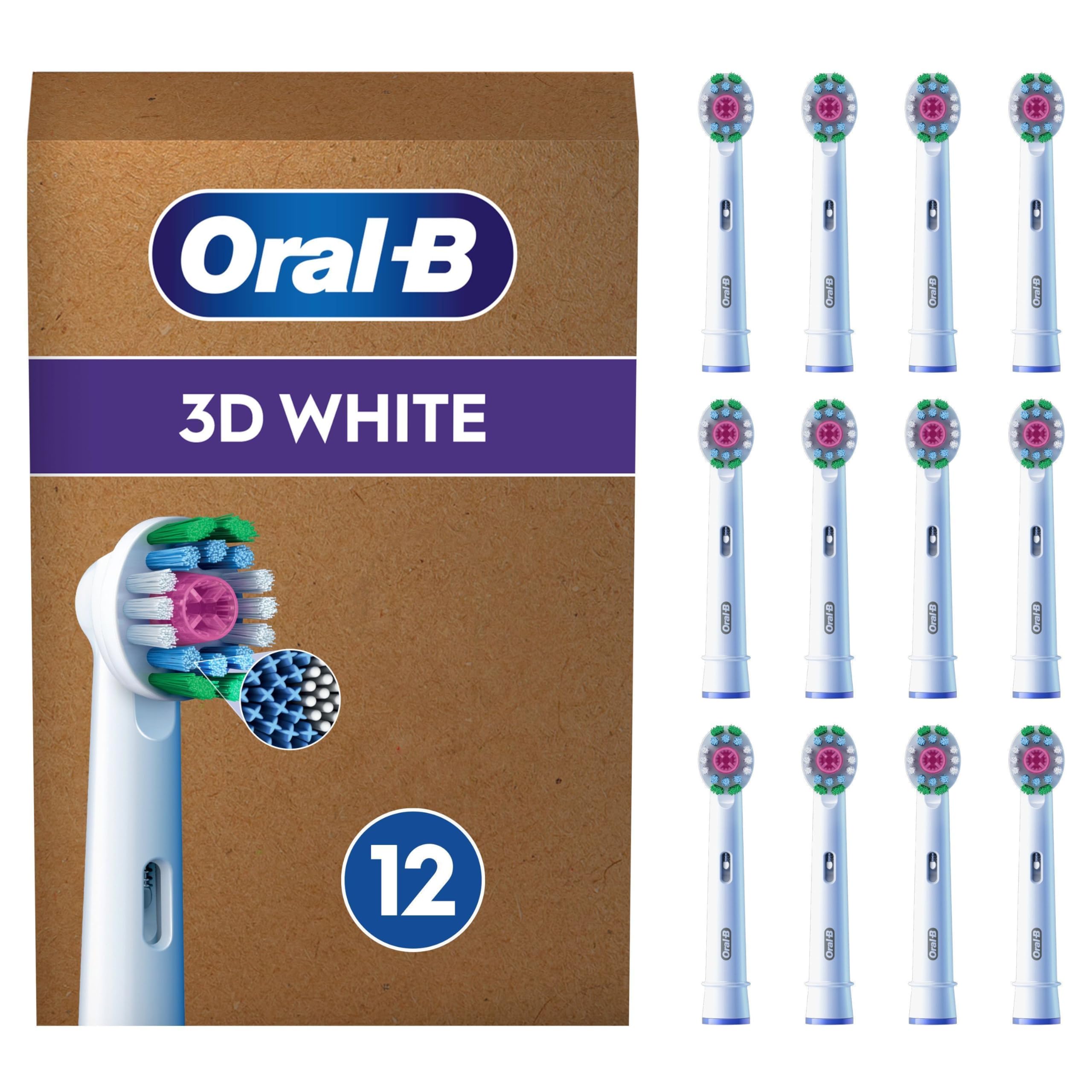 Oral-B Pro 3DWhite Aufsteckbürsten — ORIGINAL Zahnbürstenaufsatz für Oral-B Elektrische Zahnbürste, Aufhellende Zahnreinigung, Ersatzbürsten mit X-Borsten — Weiß, 12 Stück