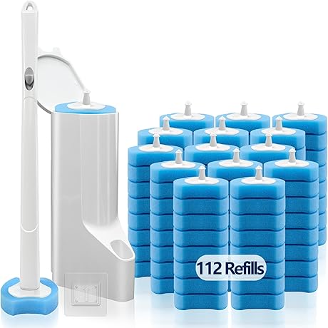 Wall-Mounted Multifunctional Toilet Wand Holder for 112 PCS Disposable Toilet Brushes
