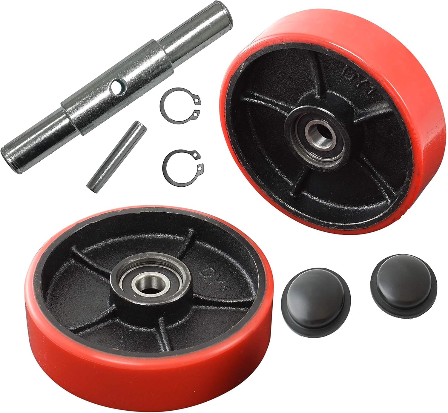 Pallet Jack/Truck Steering Wheels Set with Axle, Fasteners and