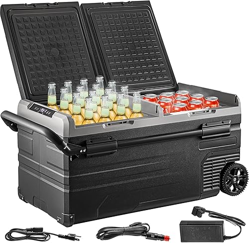 VEVOR Congelador portátil para automóvil congelador portátil de 100 cuartos de galón congelador de doble zona de almacenamiento de 95 L congelador