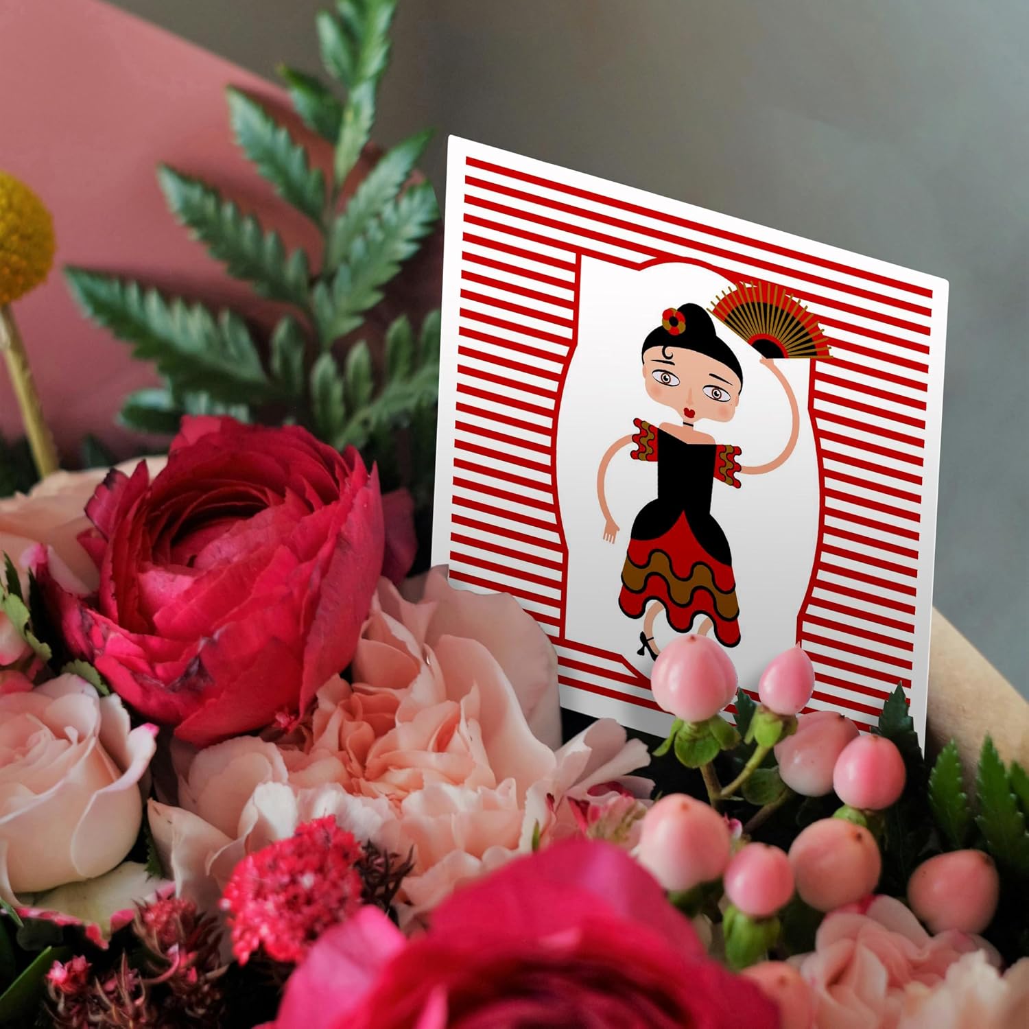 3dRose Spain is represented by a flamenco dancer,flamenco is spanish popular folk music - Greeting Cards, 6 x 6 inches, set of 6 (gc_160621_1) image 4