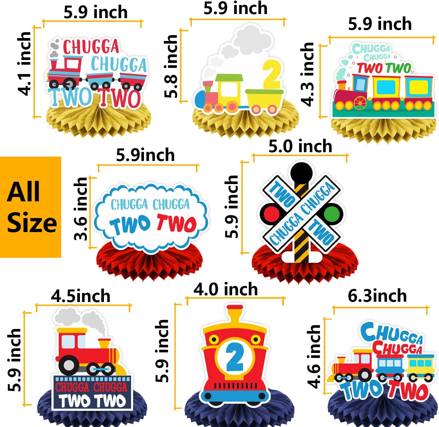Steam Train Honeycomb Centerpieces Railroad Railway Crossing Transportation Rhyming Story Theme Decor for Boys Girls High Chair 1st Birthday Party Baby Shower Supplies Decorations Photo Booth Props