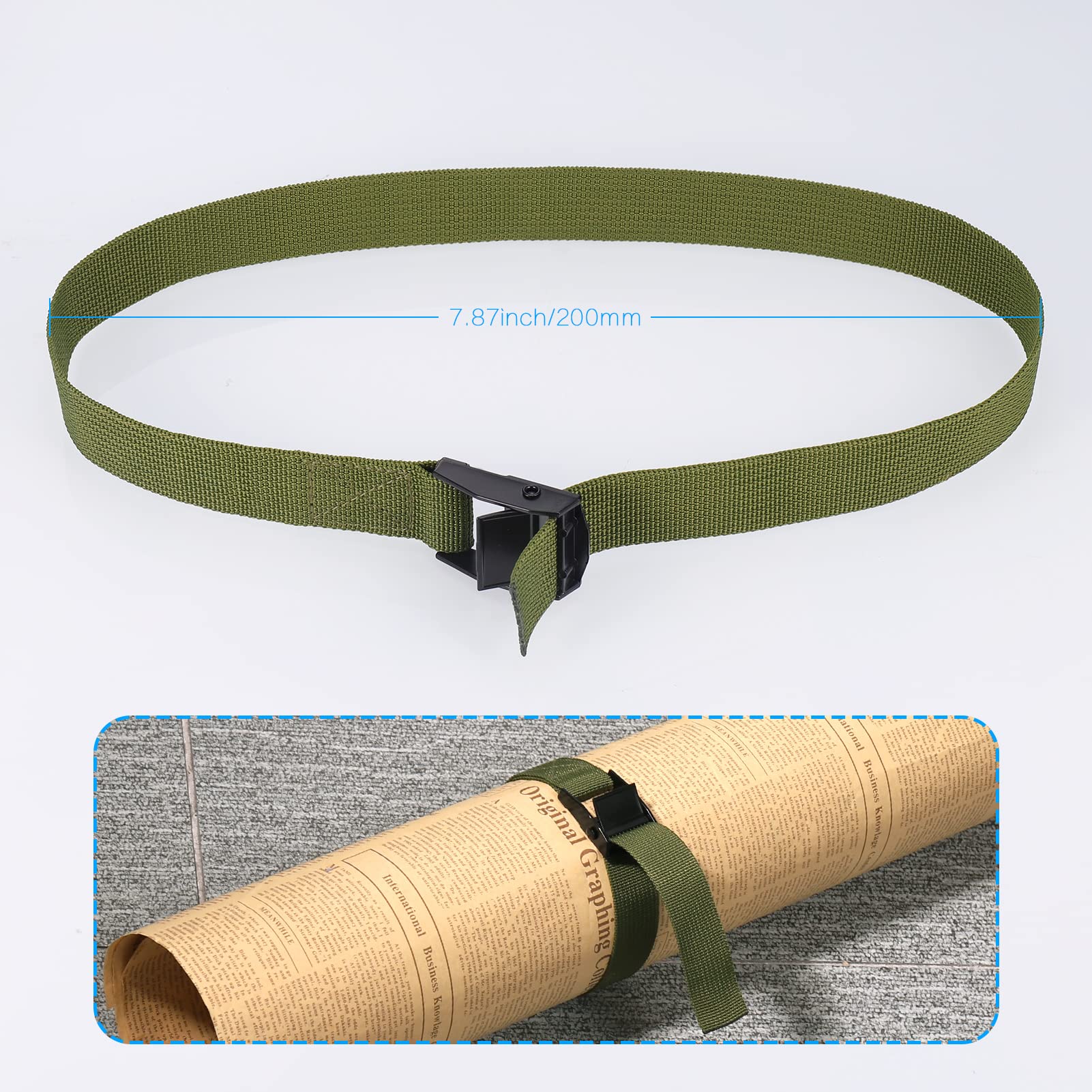 Hejo 10PCS Correa de Amarre,65x2.5CM Verde Ajustable Cinchas de Amarre Pequenas de Metal Aleación con Liberación Rápida A Prueba de Oxido Cinchas para Bicicletas, Motocicletas, Paquetes de Equipaje — view 5