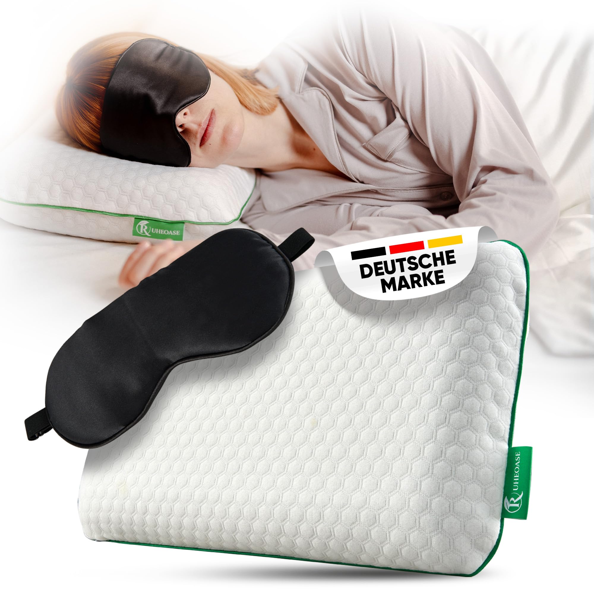 Cuscino ergonomico per il collo (50 x 30 cm), cuscino ortopedico in memory foam, in carbone di bambù, con rivestimento, cuscino per dormire sui lati, schiena e pancia
