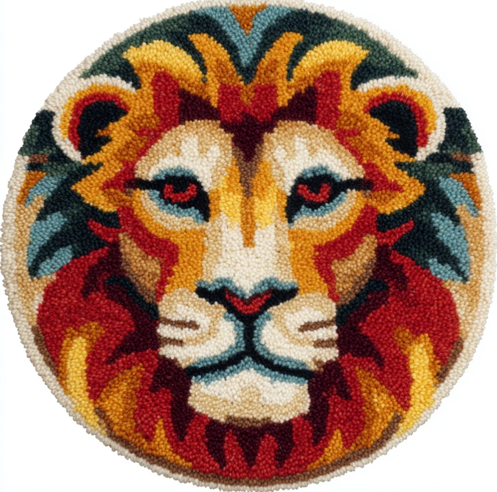 WallustrioaW Latch Hook Kits for Adults,Animal Lion,Rug Making Kit DIY Craft Latch Hook Rug Set Tapestry Cushion Pre-Printed Patterns,50x50cm