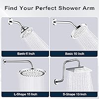 Vista 6 de BRIGHT SHOWERS Brazo de extensión de cabezal de ducha de 13 pulgadas con brida, brazo extensor de alta elevación en forma de "S", brazo de tubo