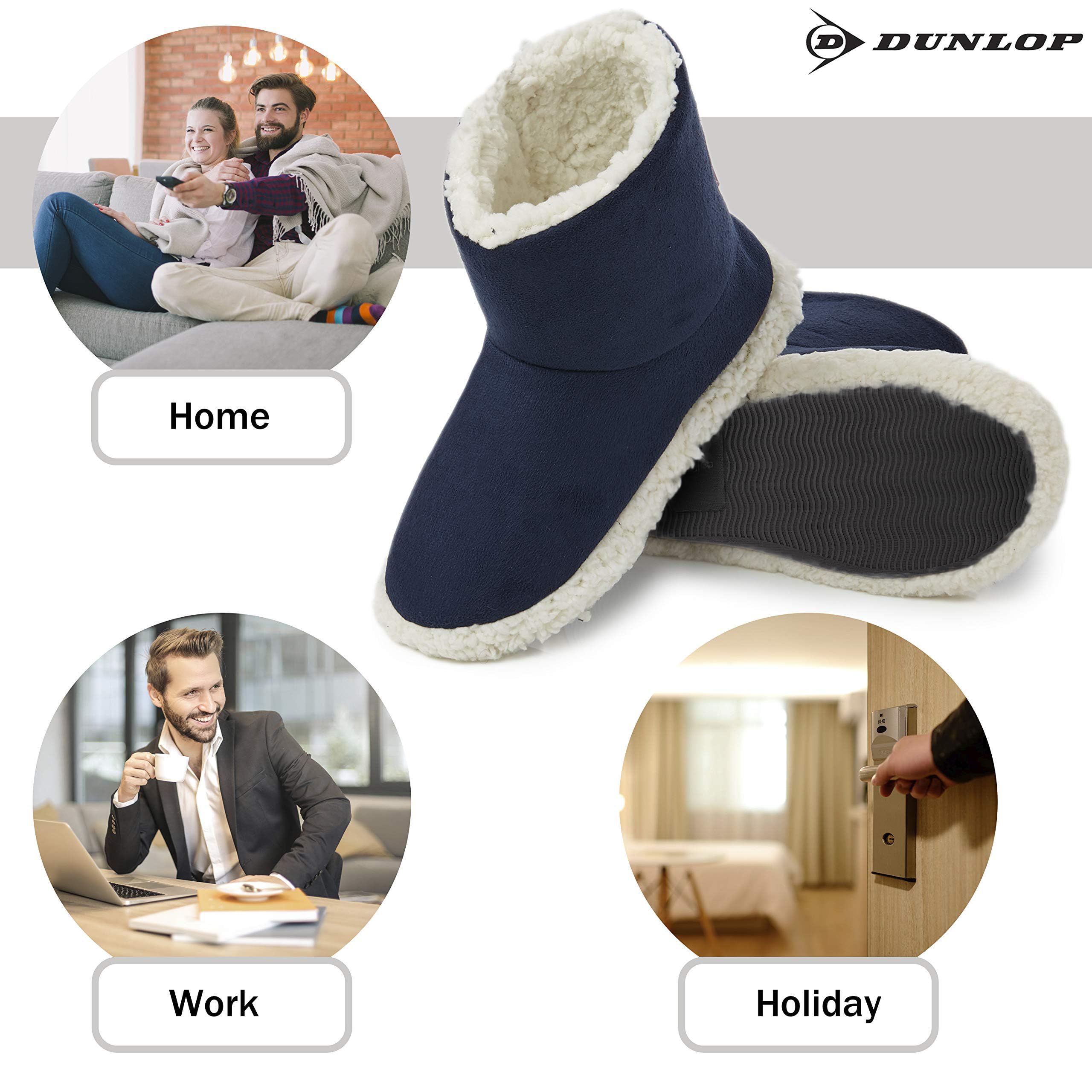 DUNLOP Pantofole Uomo a Stivaletto Invernali Peluche da Casa Ciabatte Memory Foam Antiscivolo 41-46