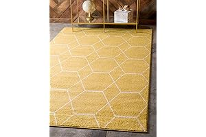 Luxurious Yellow Trellis Accent: Frieze Collection Area Rug
