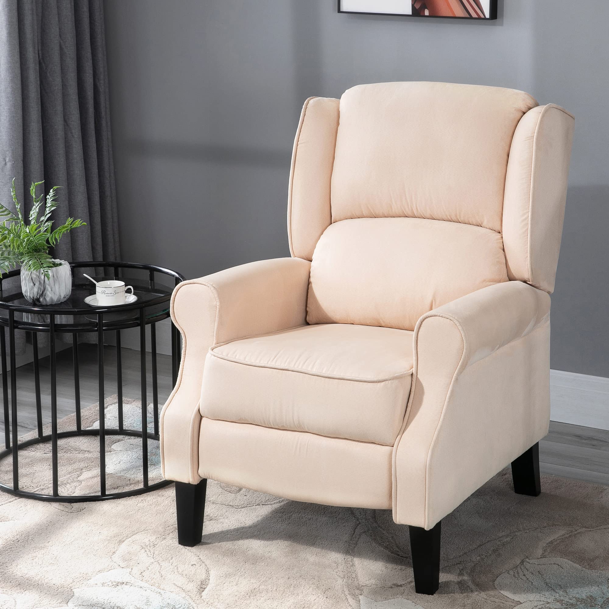 HOMCOM Sillón de Masaje Sillón Relax Reclinable con Mando a Distancia 2 Zonas de Masaje Bolsillo Lateral y Tapizado en Tejido de Ante 78x83x101 cm Crema