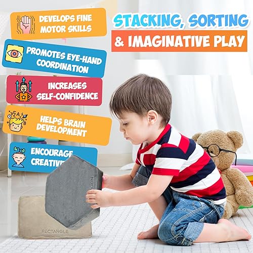 Miniatura 5 de Plush Blocks Formas - Lujoso juguete con forma de felpa para aprender, jugar y apilar (Castle Rock)