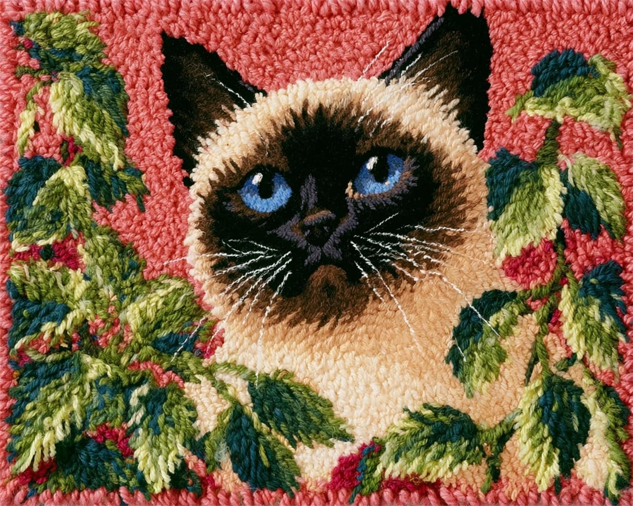 FWRTYCB Latch Hook Rug Kit Siamese Cat