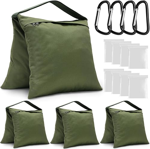 Miniatura 9 de Aimosen 4 paquetes de bolsas de arena con peso para trípode de fotografía y equipo de video, bolsa de silla de montar resistente para soporte