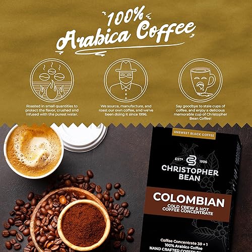 Miniatura 3 de Christopher Bean Coffee - 396 porciones, 30 a 1 mezcla bolsa en caja, café instantáneo líquido o concentrado de café frío - Café caliente o helado -