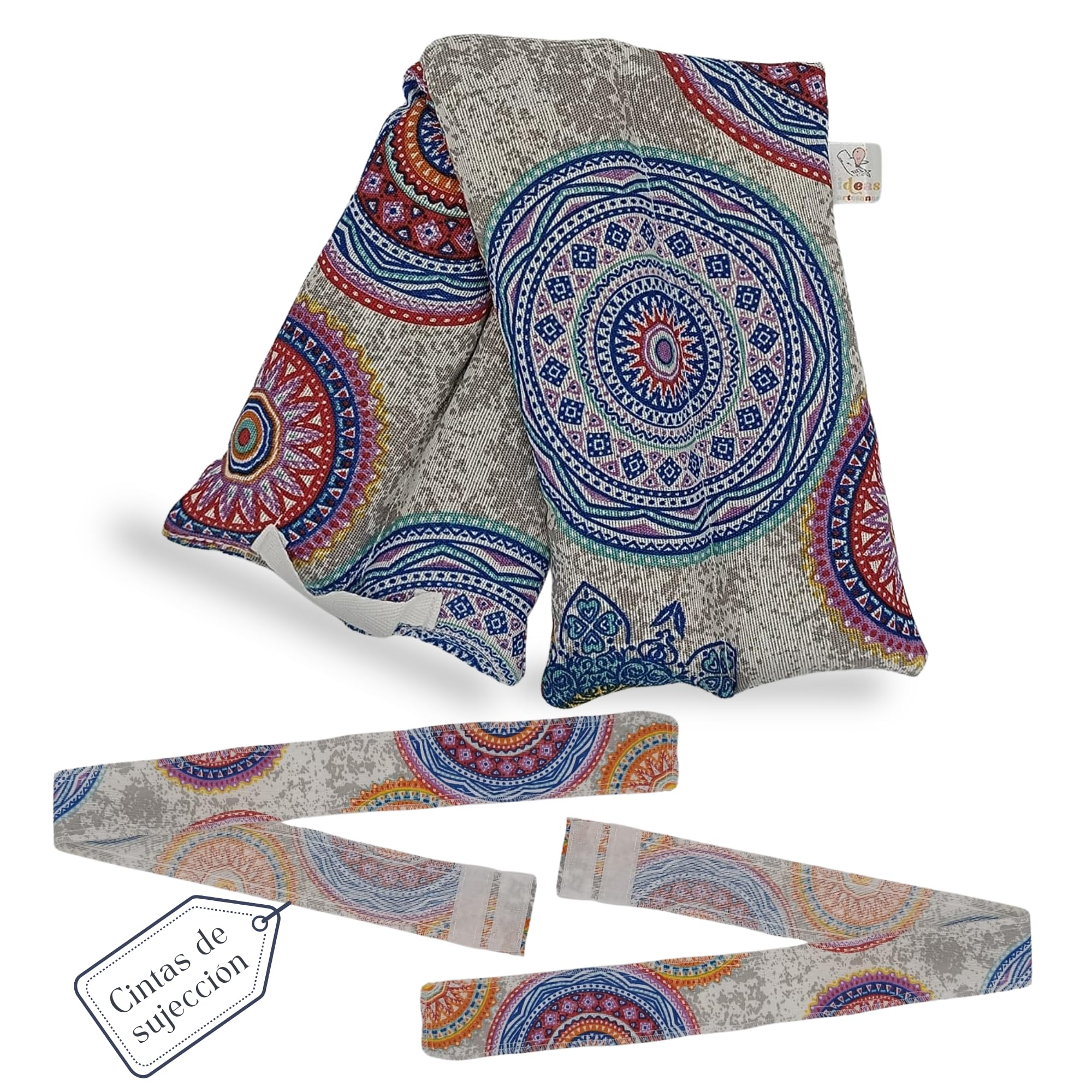 Saco Semillas Microondas-Cojin Térmico Ajustable al Cuerpo-100% Algodón con trigo y Lavanda-Bolsa para Alivio Natural de Dolores Musculares,Menstrual y Lumbago. (Mandala Azul)