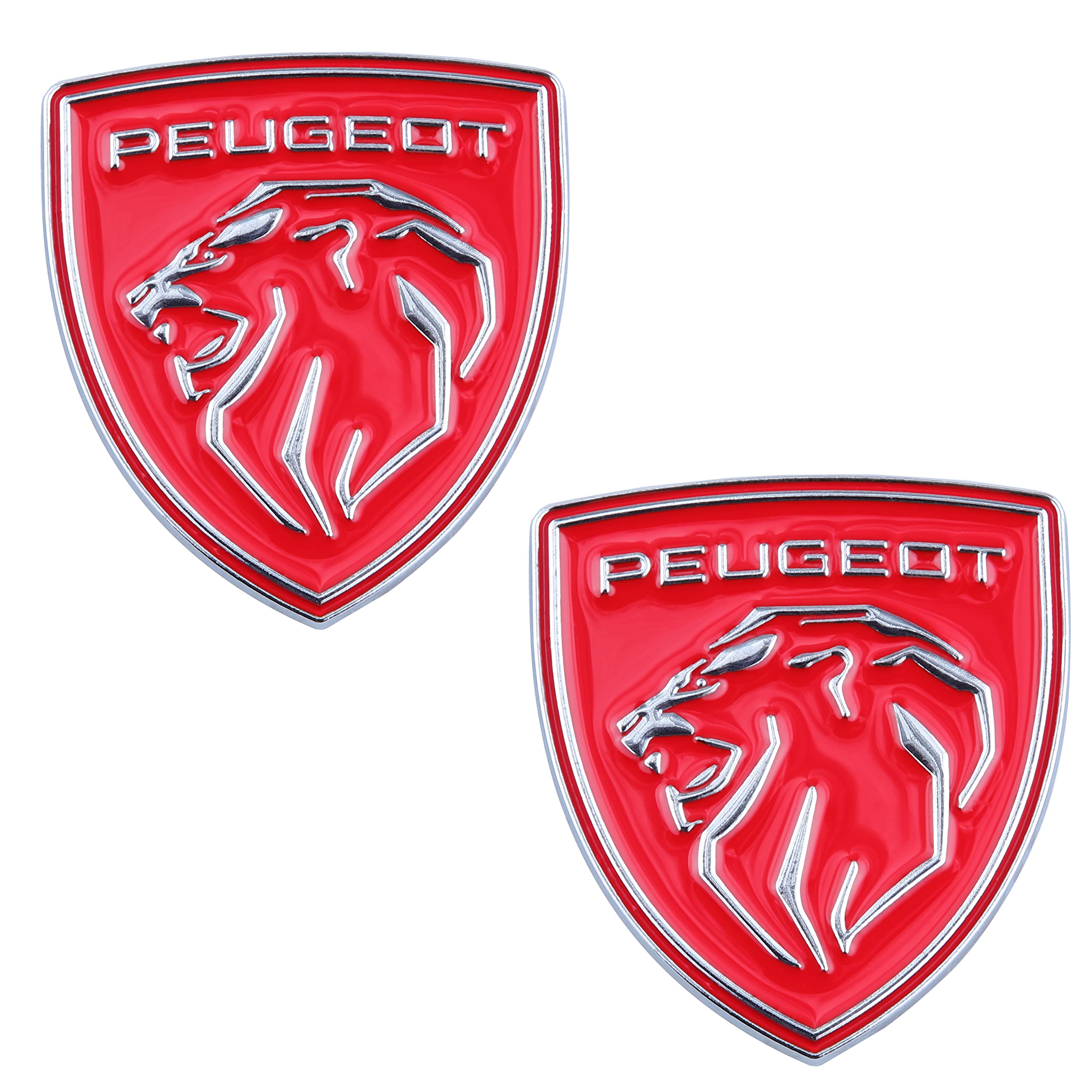 Pair Of Black Metal Wolf Head Emblem Badges - Fender Decals, 2.76" X 3.31", Matte Finish