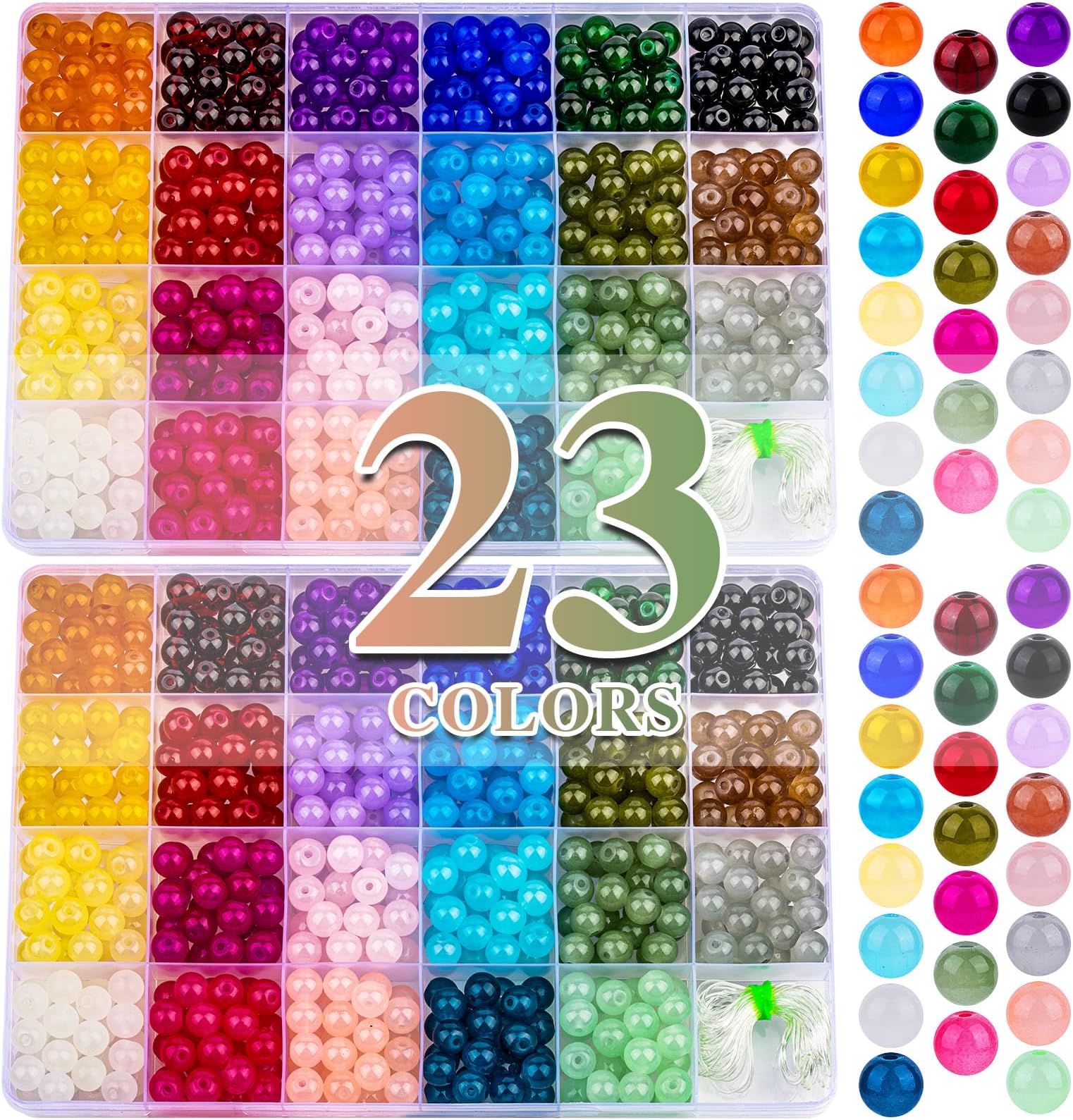 XSEINO 5700PCS 4mm Round Glass Beads for Jewelry Making, 23 Colors Crystal Beads for Bracelets Jewelry Making and DIY Crafts