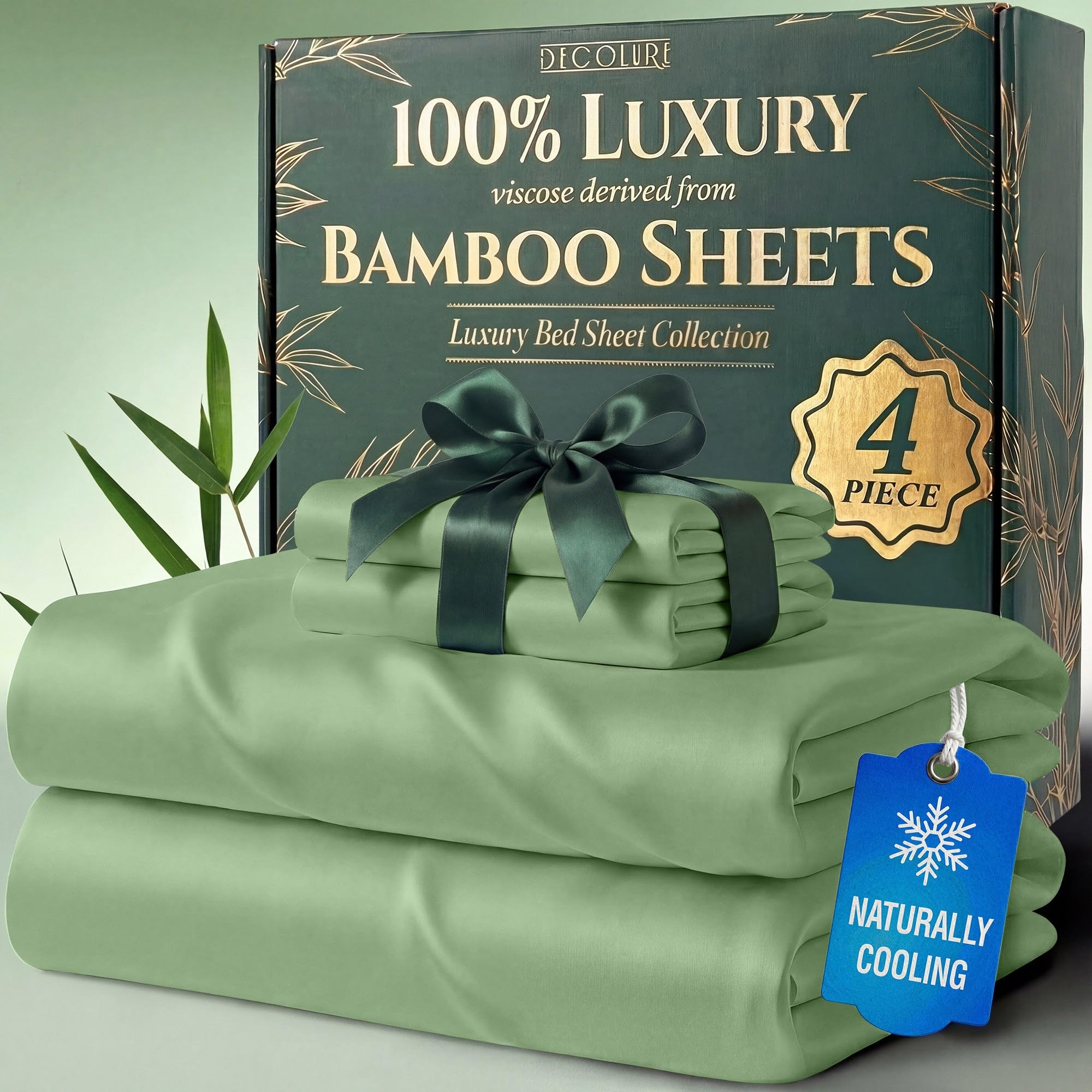 DECOLURE 100% Organic Viscose Derived from Bamboo Sheets Queen Size 6pcs - Ultra Soft & Luxuriously Cooling, 17" Deep Pocket, Double Stitching, Perfect for Hot Sleepers - Queen Bed Sheets (White) — view 34