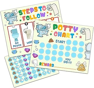 Potty Training Sticker Chart, Potty Training Chart for Boys Girls, Potty Chart for Kids Toddlers, Potty Chart with Stickers, Potty Training Rewards - A08
