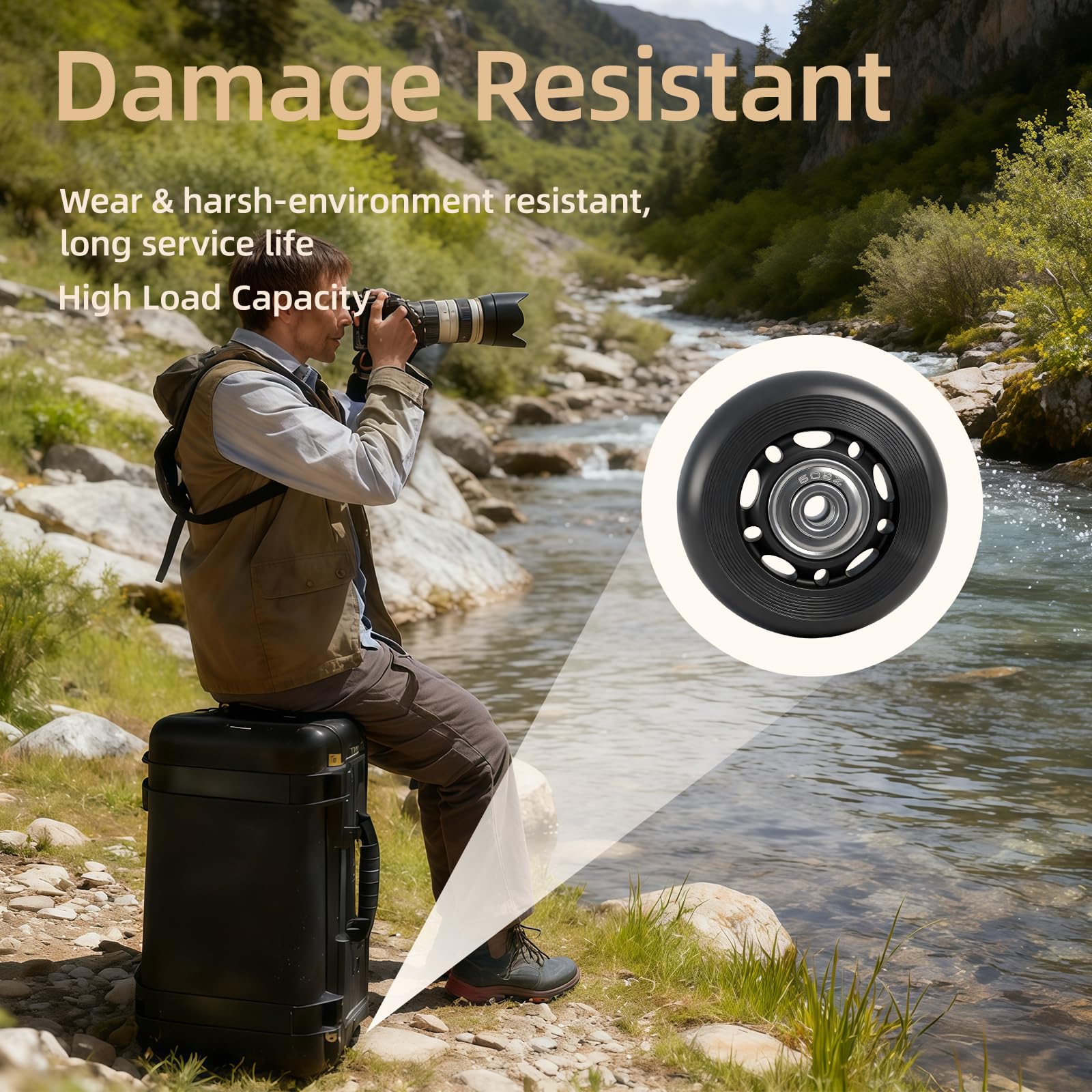 Lot de 2 roulettes de rechange pour valise Peli Air 1615/1595/1535 avec roulements à billes 608Z pour un roulement silencieux et léger, robustes, pour les voyages, le quotidien