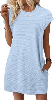 Sampeel Summer Dresses for Women 2026 Spring Beach Vacation Outfits Casual Short Sleeve Sundresses Fashion Clothing Cruise