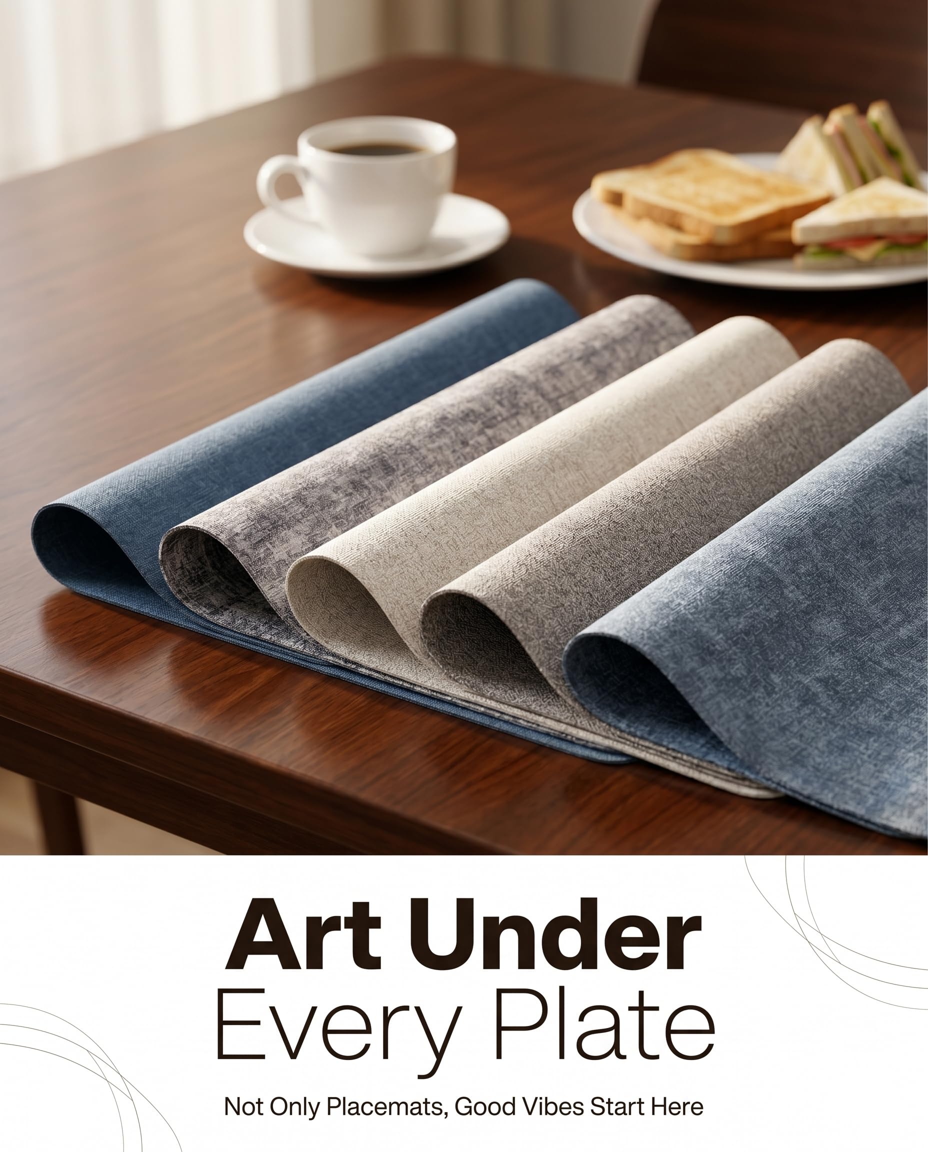 RichAxis Dining Table mat, Washable Table mats, PVC placemat for Kitchen, Non Slip Dining Table Accessories for Home, Rectangular Place Mat for Multiple Use (Set of 2, Grey) — Amazon image 6