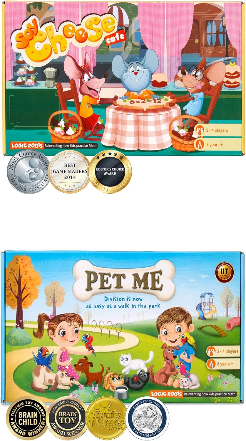 Multiplication and Division Game - Fun Math Board Game, Easy Start STEM Toy, Educational Gift for Kids (Girls & Boys), Homeschoolers, Grade 1 and Up (Pet Me + Say Cheese)