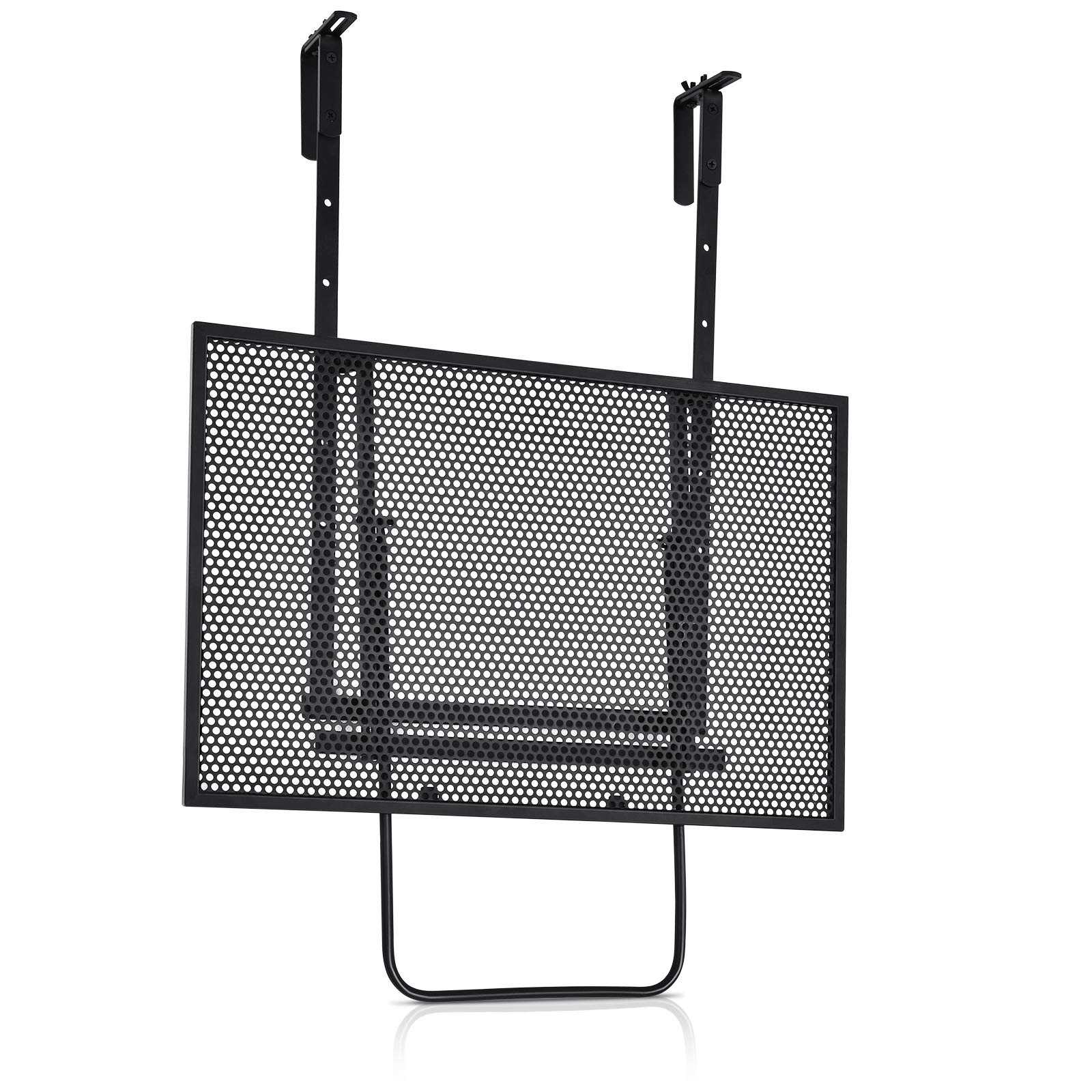 RELAX4LIFE Tavolino da Balcone, Tavolo da Giardino Pieghevole in Metallo, Altezza 5 Regolabile con Ganci, Tavolo Sospeso Portata 20kg, per Ringhiera Interno/Esterno, Nero (60,5x50,5x83cm)